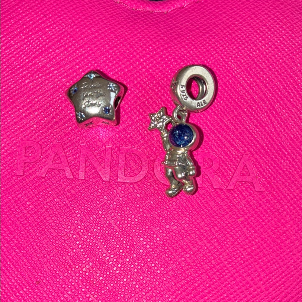 Pandora Silver Astronaut Charms with Blue Accents